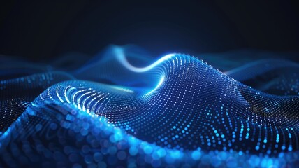 Abstract picture of neon light particle with digital technology style design connecting become dynamic of electric wave movement represent about flowing of data or structure of network system. AIG53.