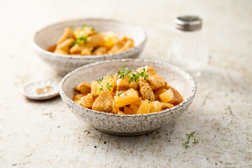Chicken ragout with pineapple