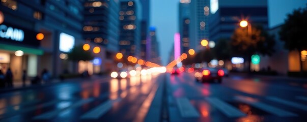 Fototapeta premium Blurred cityscape background with colorful lights, metropolitan, movement