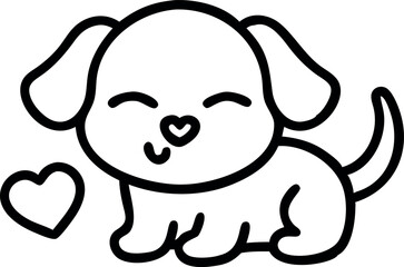 Fototapeta premium Playful dog characters in various art styles including color and lineart, isolated on white for versatile creative use