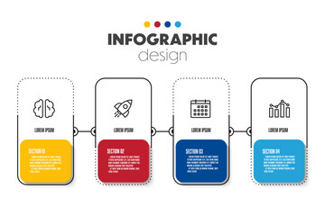 Obraz premium Timeline presentation infographic template with concept business icon 4 option square shape.