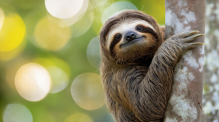 Adorable Sloth Hanging Tree Branch
