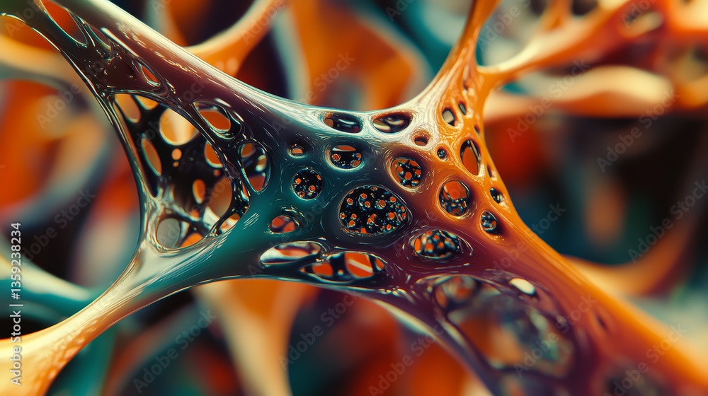 Poster neural network 3d illustration. abstract big data concept. global database and artificial intelligen