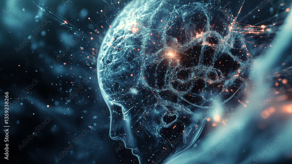 Poster artificial intelligence. computer mind. futuristic data center. quantum processor abstract concept 3