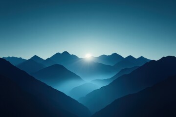 Obraz premium Blue mountain range sunrise