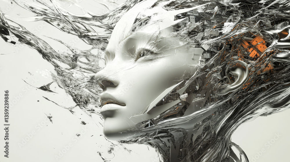 Poster artificial intelligence. computer mind. quantum processor abstract concept 3d illustration. digital 
