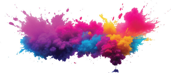 Lively and Bold Watercolor Stains and Brush Strokes in an Explosive Burst of Colors, Creating a Modern Abstract Design on a Crisp White Canvas, Bringing a Dynamic Artistic Expression.
