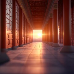 Asian architecture corridor