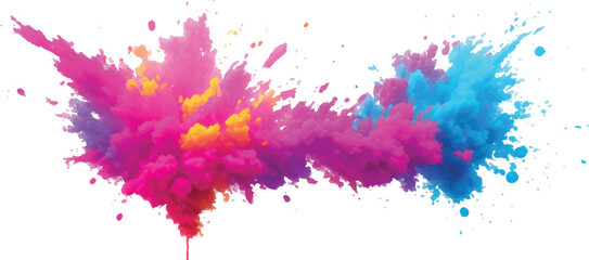 Lively and Bold Watercolor Stains and Brush Strokes in an Explosive Burst of Colors, Creating a Modern Abstract Design on a Crisp White Canvas, Bringing a Dynamic Artistic Expression.
