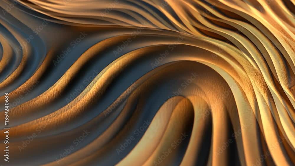 Poster beautiful golden waves in a textured surface design generative ai