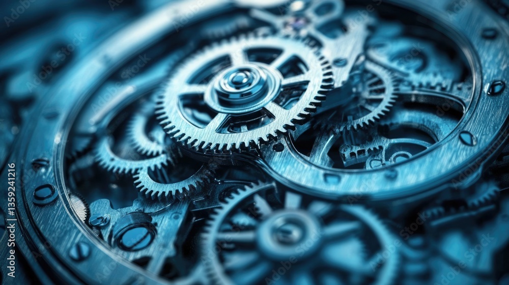 Poster intricate clockwork mechanism: a close-up view of precision engineering