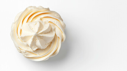 Delicious mascarpone cream swirl on white background for dessert designs