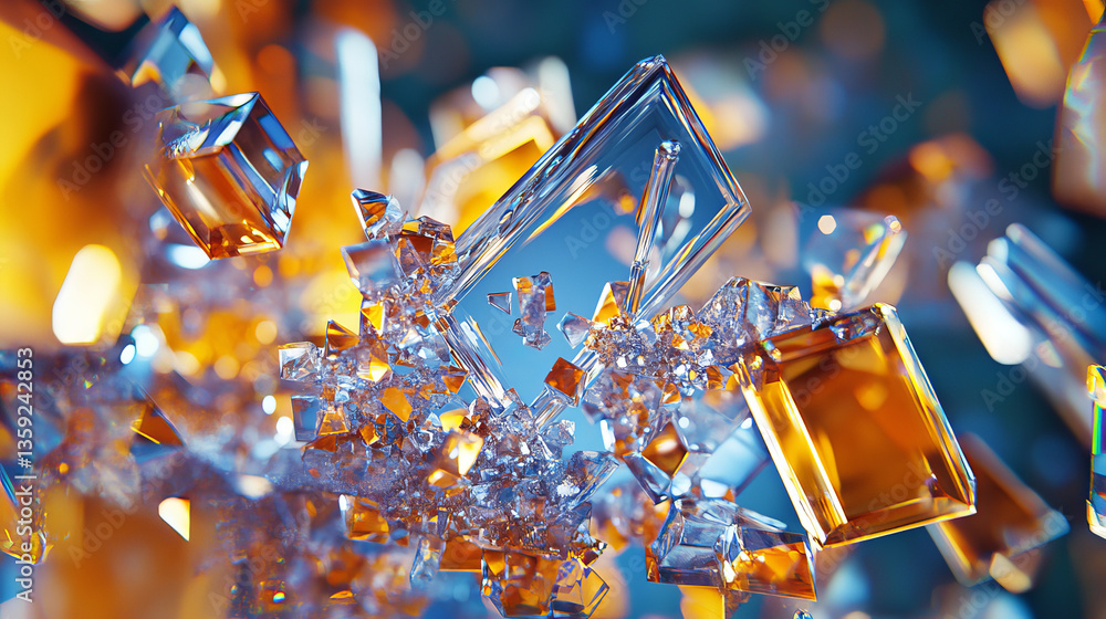 Poster molecule 3d illustration. crystal lattice under a microscope. cellular therapies. laboratory experim