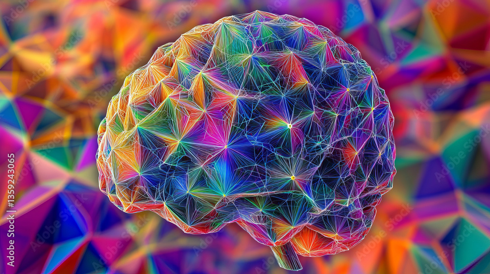 Poster global network 3d illustration. visualization of neural connections in artificial intelligence. abst