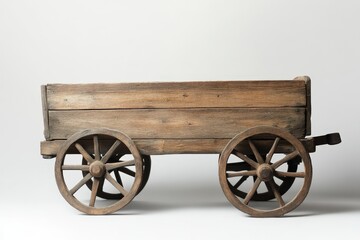 Obraz premium An old wooden wagon with large spoked wheels for transport