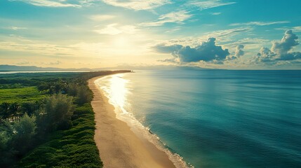 High-end beachfront mansion, grand open spaces with panoramic sea views, private path to white sandy shore 