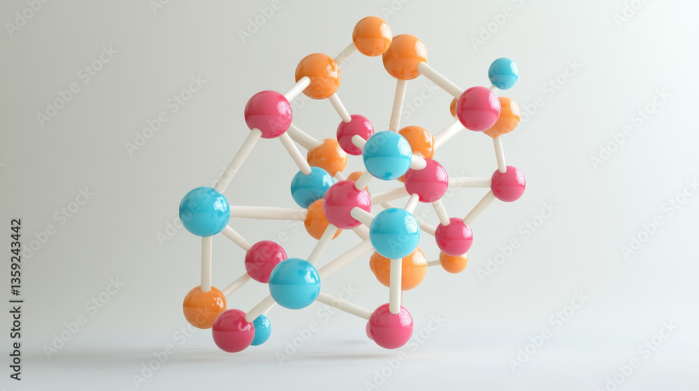 Aufkleber bright, colorful model. science background with molecule. abstract atomic structure for science or m