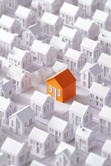 Orange house in a sea of white houses