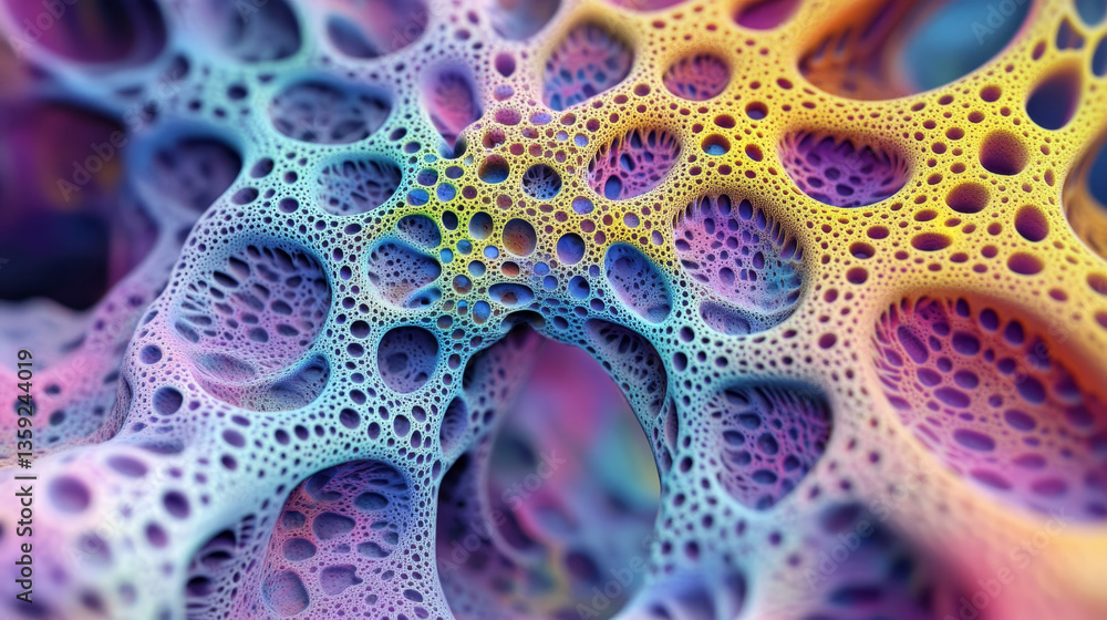 Poster neural network in a synthetic organism. nanotechnology and networking. fantastic macrocosm. abstract