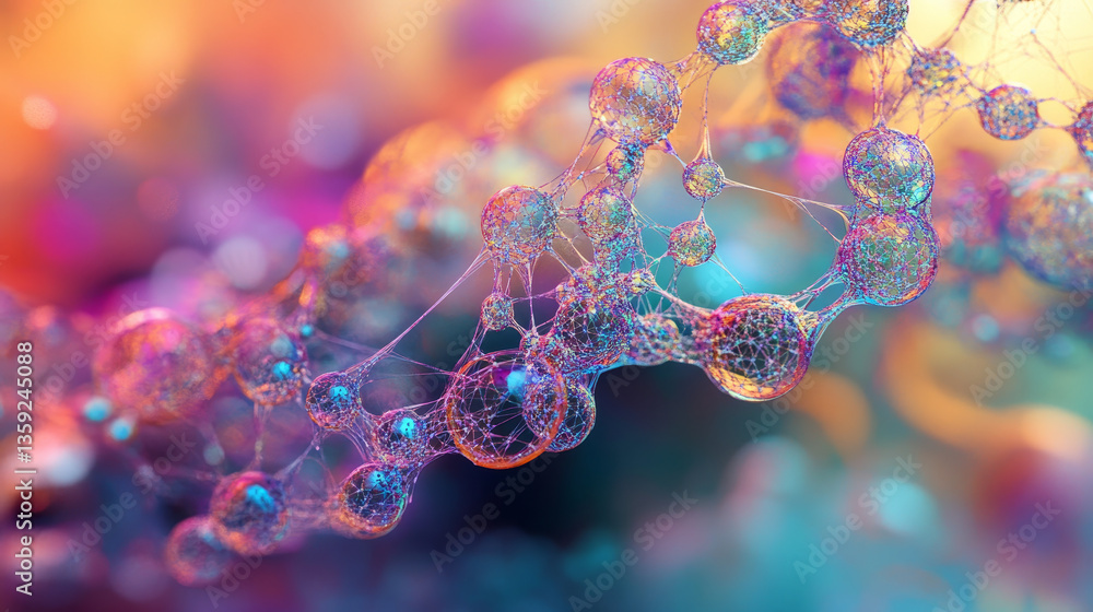Poster neural network in a synthetic organism. nanotechnology and networking. fantastic macrocosm. abstract