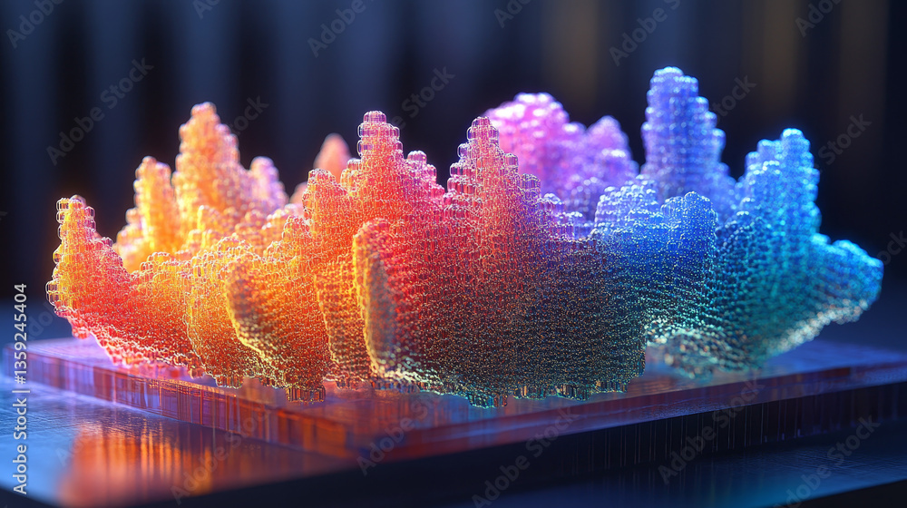 Poster wireless technologies, cryptography, cyberspace, neural network 3d illustration. big data concept. g