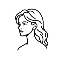 Stylish line art portrait of a woman with flowing hair  