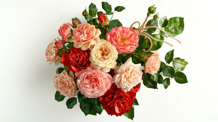 Naklejka premium Beautiful bouquet of realistic garden roses for floral arrangements and home decor