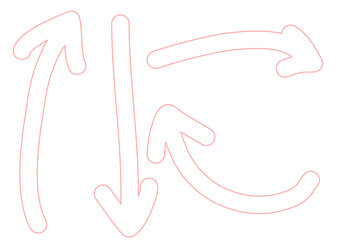 ピンクの手描き矢印セット