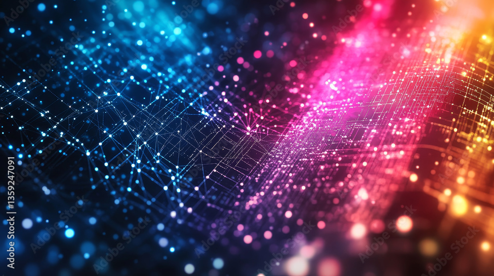 Aufkleber big data and cybersecurity 3d illustration. neural network and cloud technologies. global database a