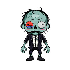 illustration of a boy zombie isolated in white