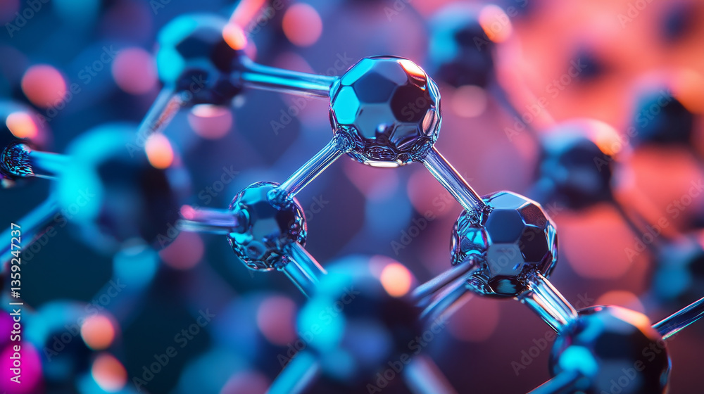 Poster nanotechnology in modern science. future technologies in study of structure of nanomaterials. 3d ill