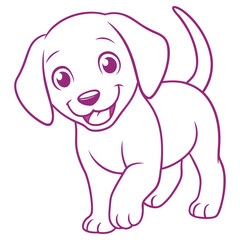 Cute Puppy Outline. Cheerful Canine Illustration. Minimalist Magenta Dog Design
