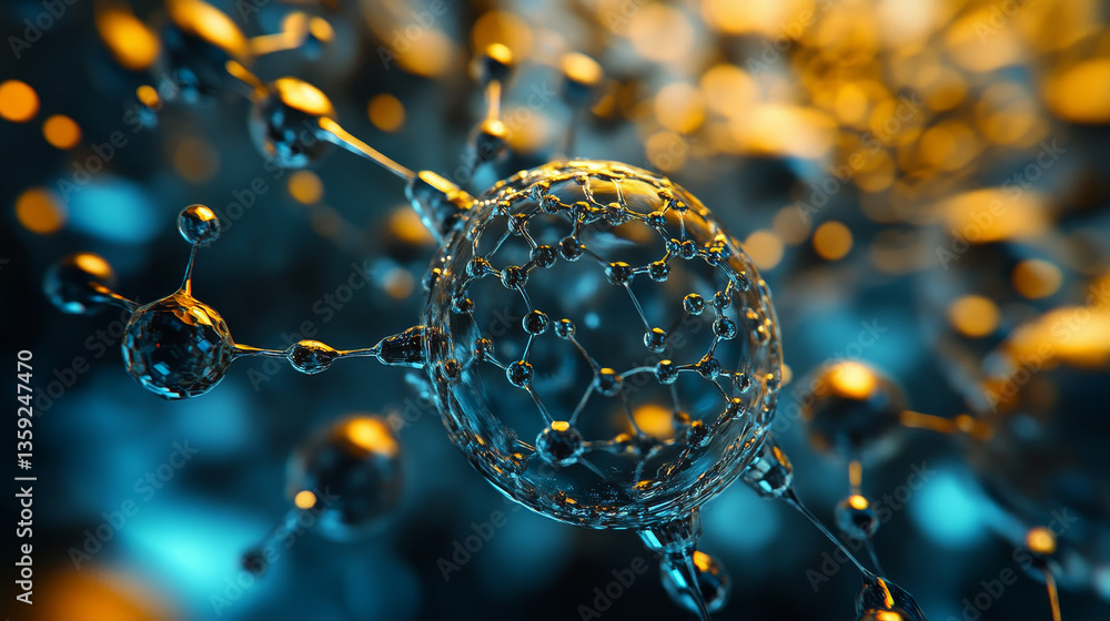 Poster nanotechnology in modern science. future technologies in study of structure of nanomaterials. 3d ill
