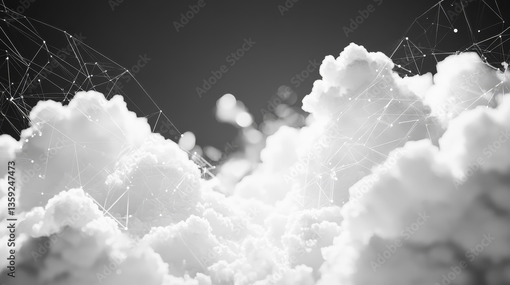 Poster big data, cryptography programming 3d illustration. neural network, cloud technologies. global datab