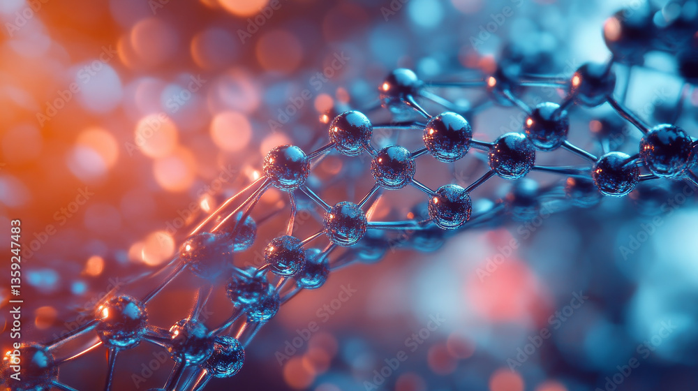 Poster nanotechnology in modern science. future technologies in study of structure of nanomaterials. 3d ill