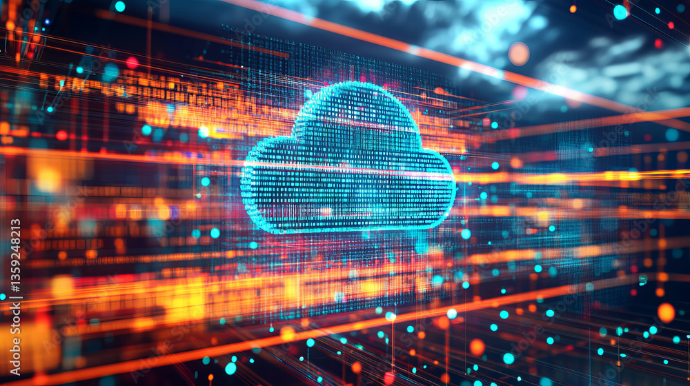 Poster big data, cryptography programming 3d illustration. neural network, cloud technologies. global datab