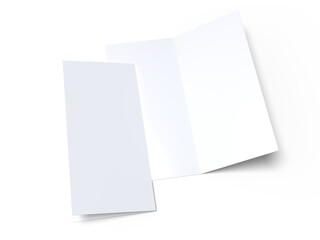 Bi fold, two panel fold, open leaflet mockup template isolated on background. Blank paper template, flyer, wedding invitation, postcard, thank you card, notecards, notepad, greeting card, brochure