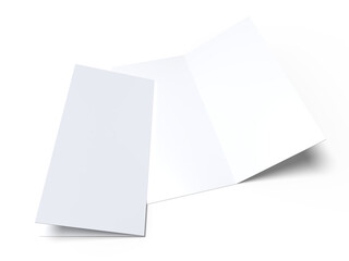 Bi fold, two panel fold, open leaflet mockup template isolated on background. Blank paper template, flyer, wedding invitation, postcard, thank you card, notecards, notepad, greeting card, brochure