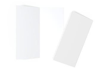 Bi fold, two panel fold, open leaflet mockup template isolated on background. Blank paper template, flyer, wedding invitation, postcard, thank you card, notecards, notepad, greeting card, brochure