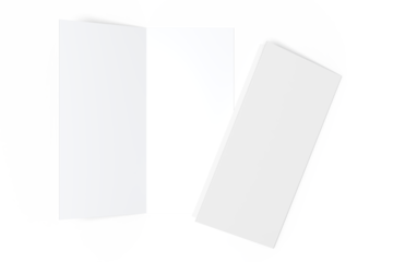 Bi fold, two panel fold, open leaflet mockup template isolated on background. Blank paper template, flyer, wedding invitation, postcard, thank you card, notecards, notepad, greeting card, brochure