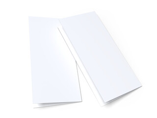Bi fold, two panel fold, open leaflet mockup template isolated on background. Blank paper template, flyer, wedding invitation, postcard, thank you card, notecards, notepad, greeting card, brochure