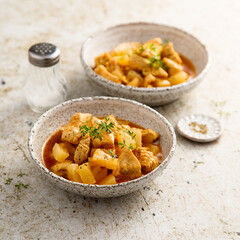 Chicken ragout with pineapple