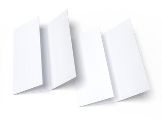 Tri fold, three panel fold, open leaflet mockup template isolated on background. Blank paper...