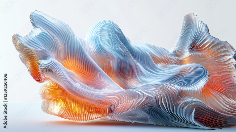 Poster artificial neural network. cyber field of wavy particles. 3d illustration of high tech background