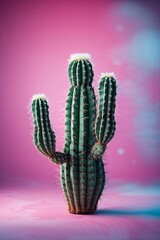 Stunning cactus captures attention against vibrant pink backdrop in artful display