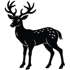 Deer silhouette vector illustration with antlers in a wildlife nature theme