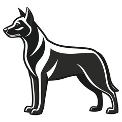 Flat Black Silhouette of Malinois Dog Isolated on White Background. Detailed Profile