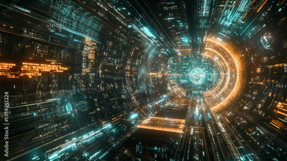 Poster artificial intelligence. digital neural networks. global, information cyberspace of the future. abst