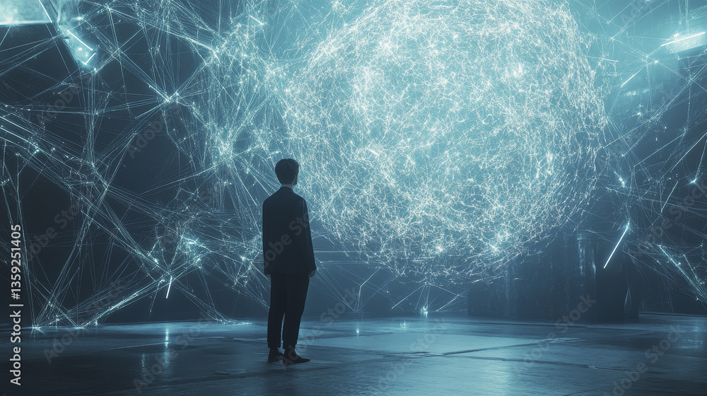 Poster artificial intelligence. digital neural networks. global, information cyberspace of the future. abst