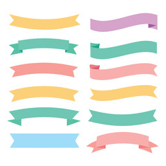 Variety of Cute Soft Colorful Ribbon Set Vector